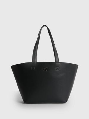 Calvin Klein Recycled Saffiano Tote Bag In Black