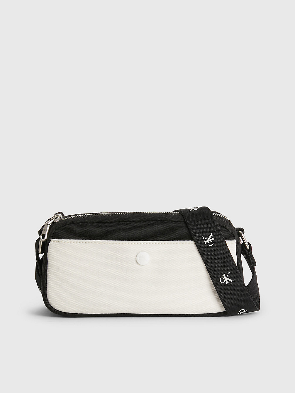 BLACK / ANCIENT WHITE Recycled Canvas Crossbody Bag undefined women Calvin Klein