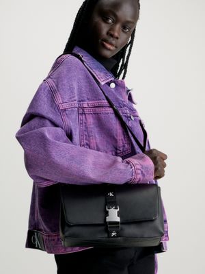 Black leather messenger bag women's new arrivals