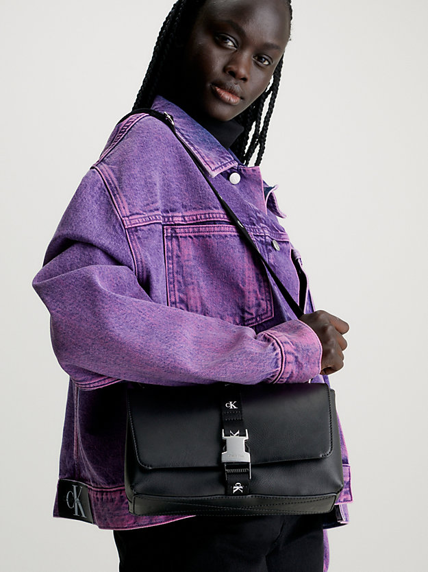 black torba na ramię ze sztucznej skóry dla kobiety - calvin klein jeans