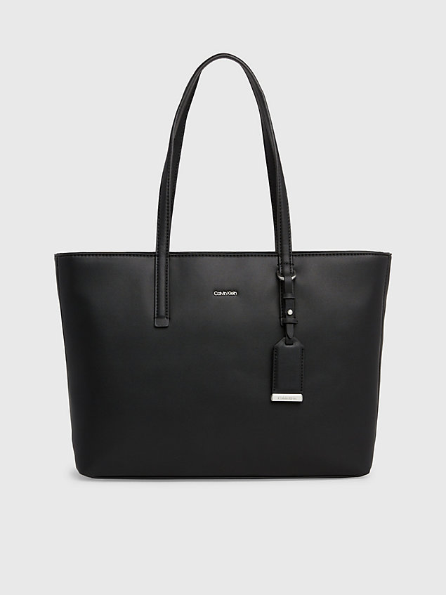 black faux leather tote bag for women calvin klein