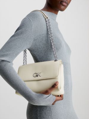 Calvin Klein Convertible Shoulder Bag Beige Grey Women One Size