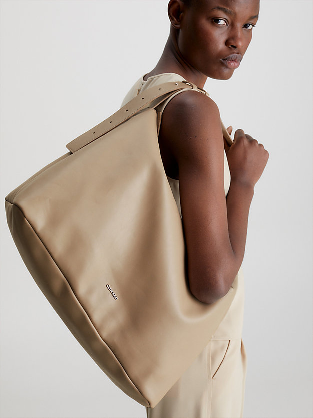 SILVER MINK Oversized Soft Recycled Shoulder Bag for women CALVIN KLEIN