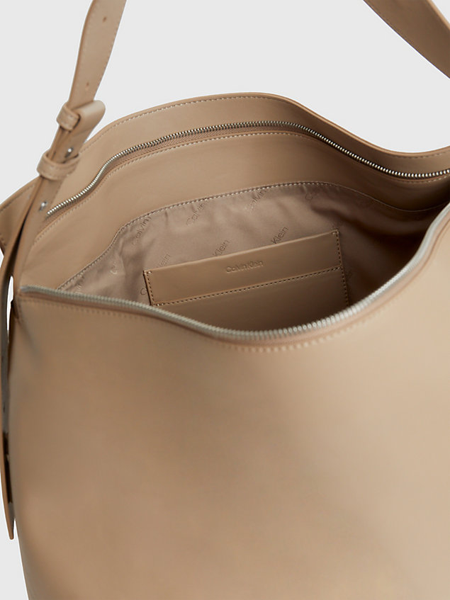 beige large soft shoulder bag for women calvin klein