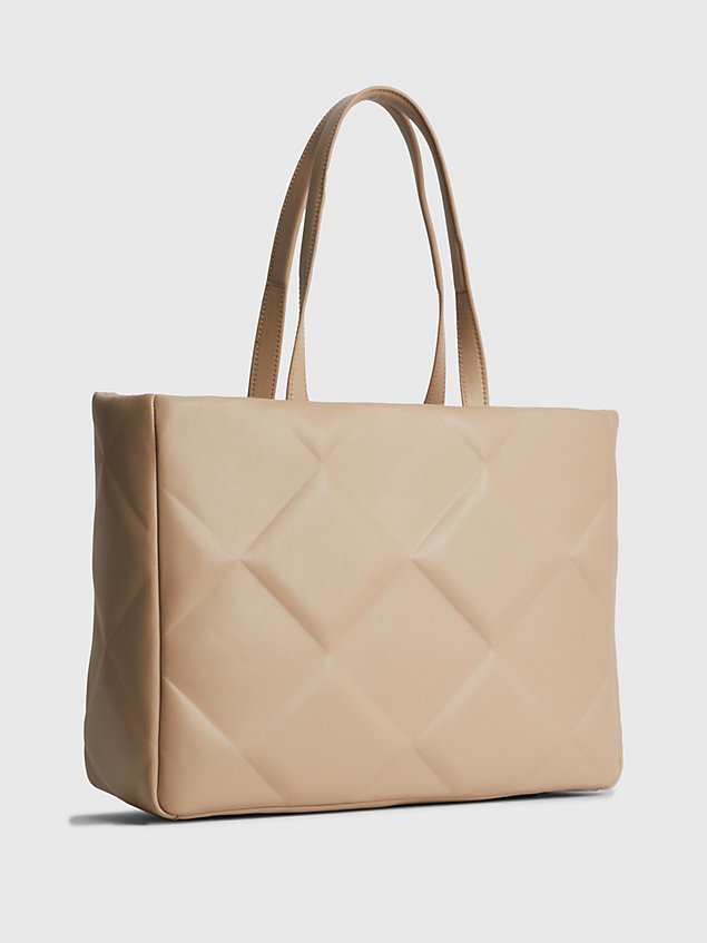 beige large quilted tote bag for women calvin klein