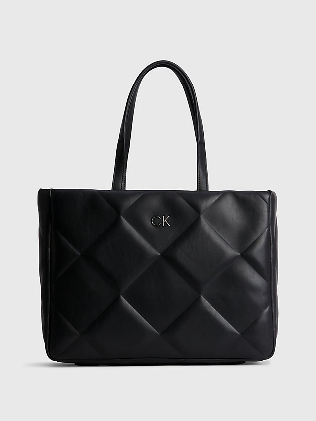 black large quilted tote bag for women calvin klein