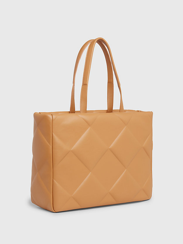 brown sugar large quilted tote bag for women calvin klein