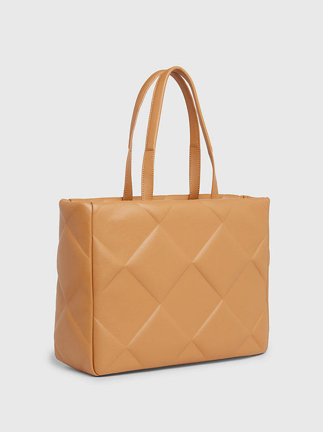 brown large quilted tote bag for women calvin klein