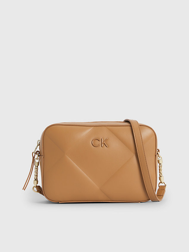brown quilted crossbody bag for women calvin klein