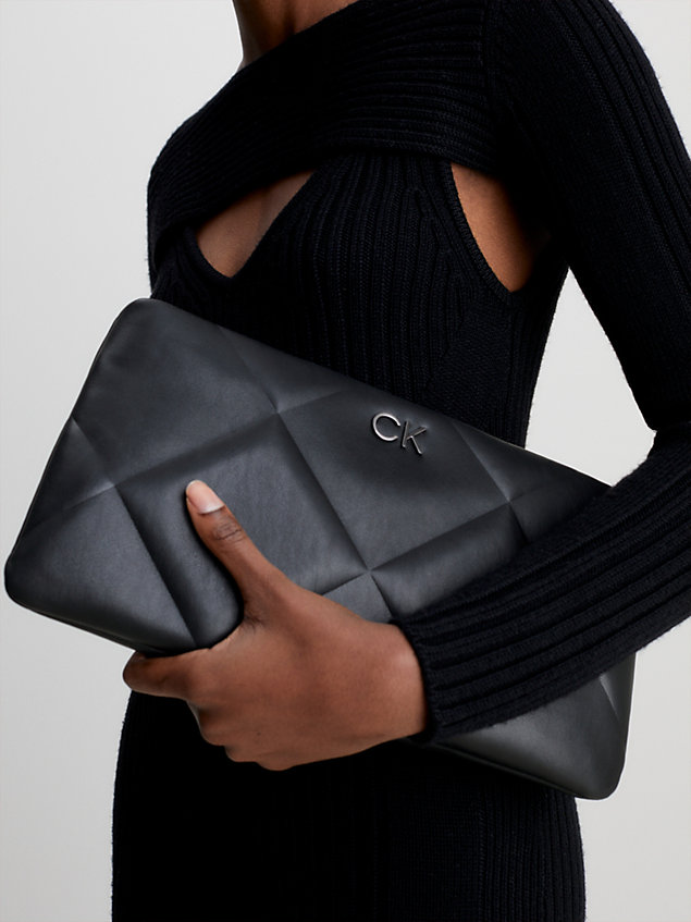 black quilted convertible clutch bag for women calvin klein