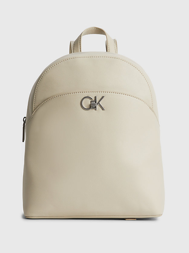 stoney beige recycled round backpack for women calvin klein