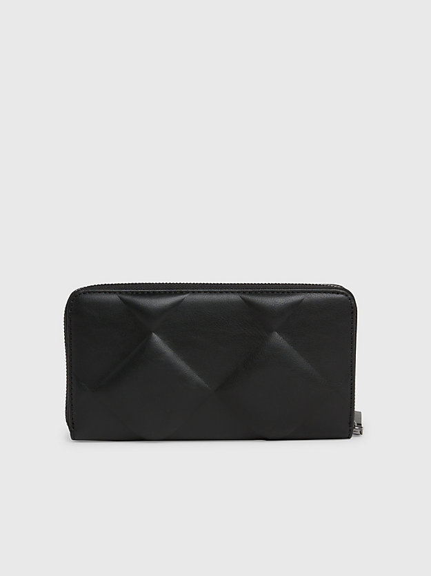 ck black quilted rfid zip around wallet for women calvin klein