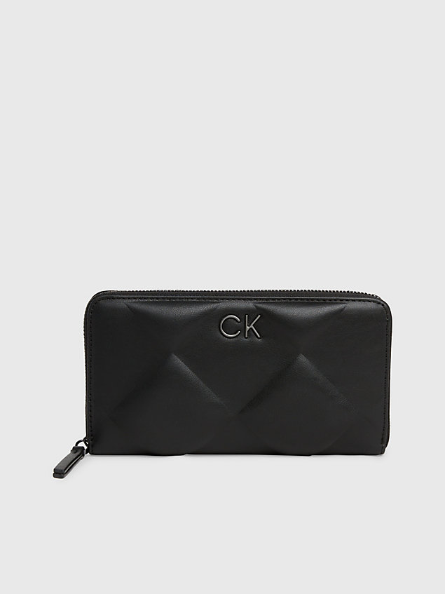 black quilted rfid zip around wallet for women calvin klein