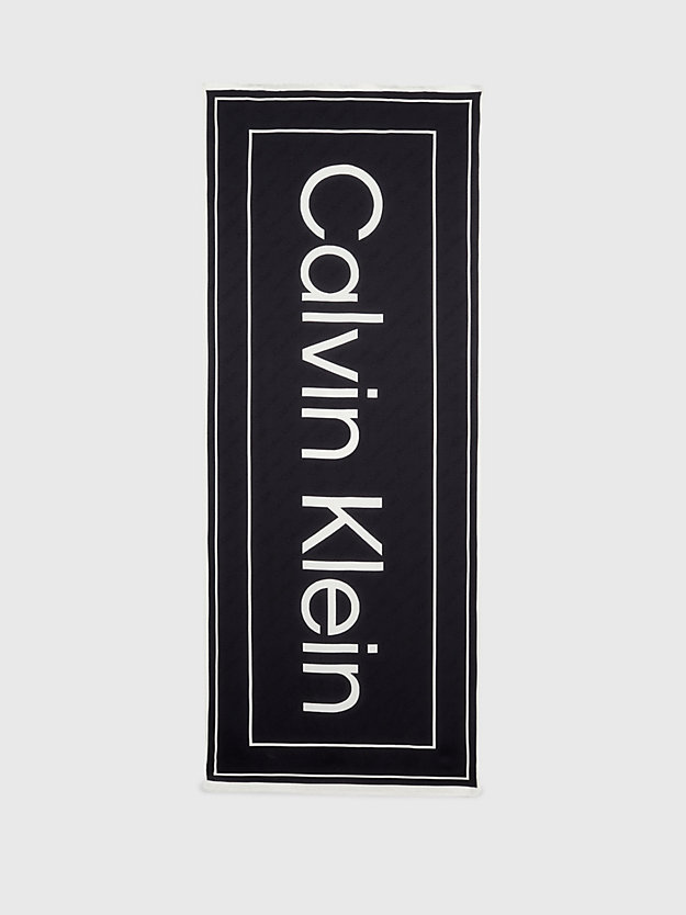 ck black/white schal mit logo-jacquardmuster für damen - calvin klein
