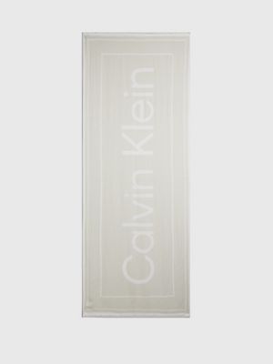 grey schal mit logo-jacquardmuster für damen - calvin klein
