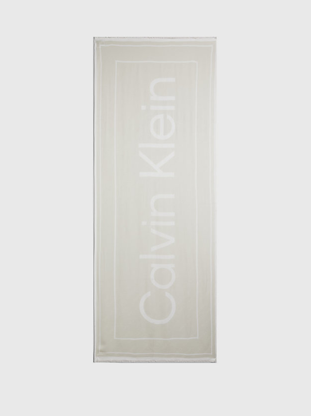 stoney beige jacquard sjaal met logo voor dames - calvin klein