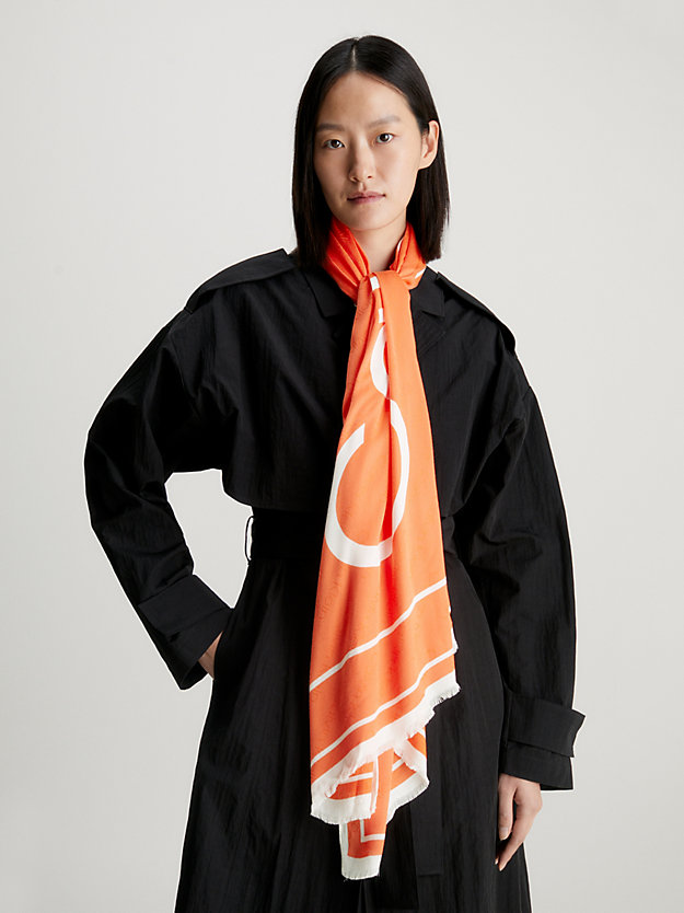 flame/ white logo jacquard scarf for women calvin klein