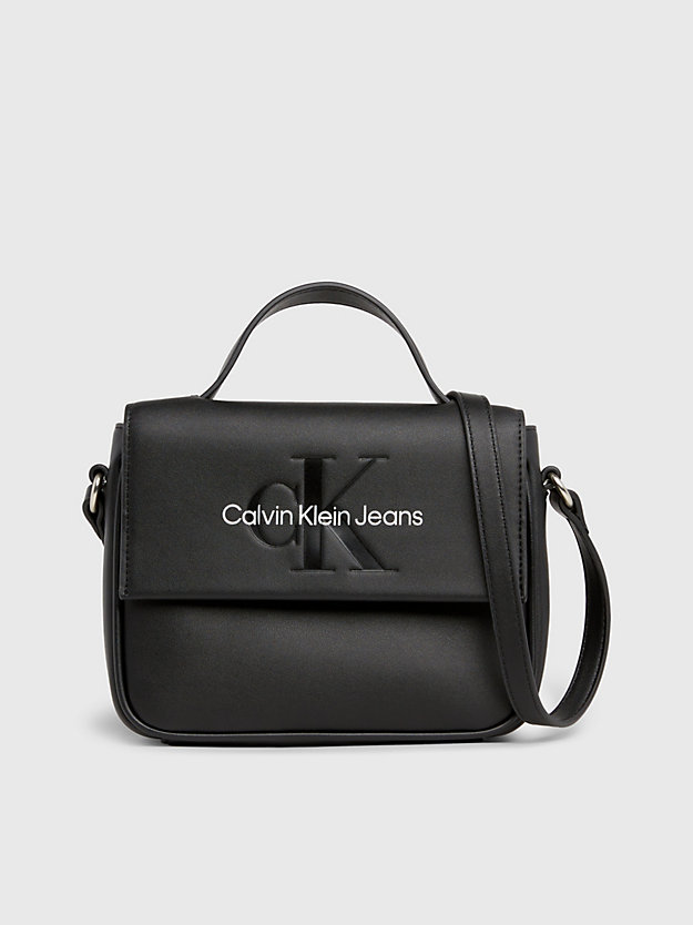 black/metallic logo square crossbody bag for women calvin klein jeans