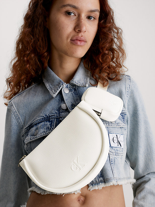 bright white round bum bag with pouch for women calvin klein jeans
