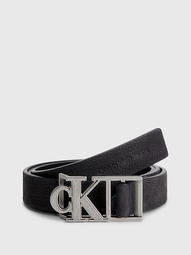black leather logo belt for women calvin klein jeans