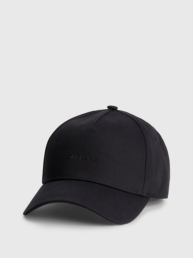 black czapka z logo z bawełny organicznej dla kobiety - calvin klein jeans