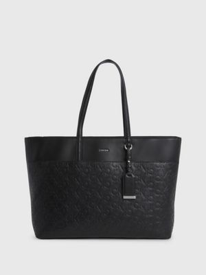  Calvin Klein Saffiano Leather Tote Black : Clothing, Shoes &  Jewelry