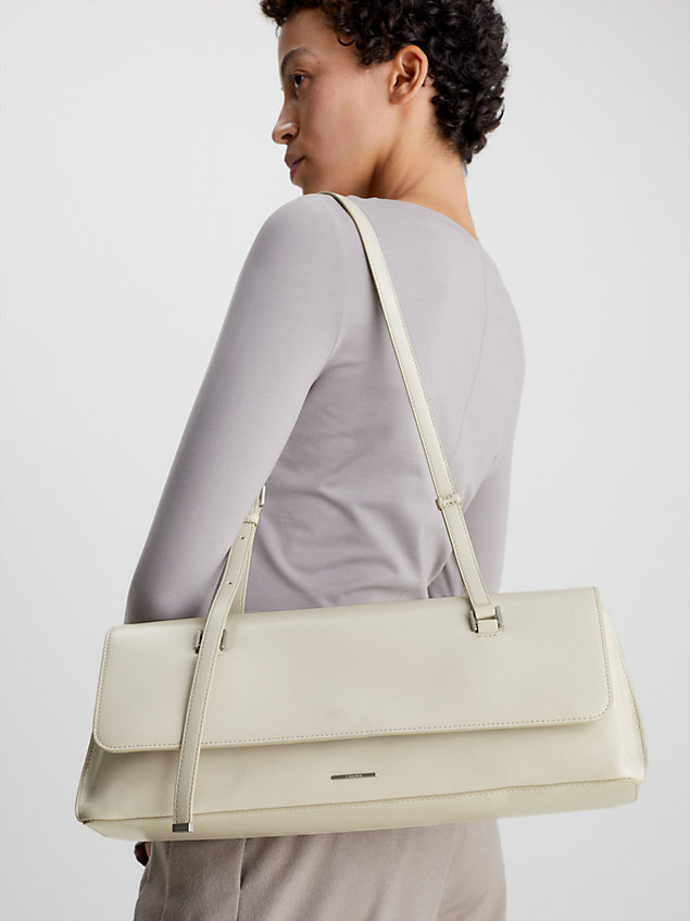 grey large recycled shoulder bag for women calvin klein