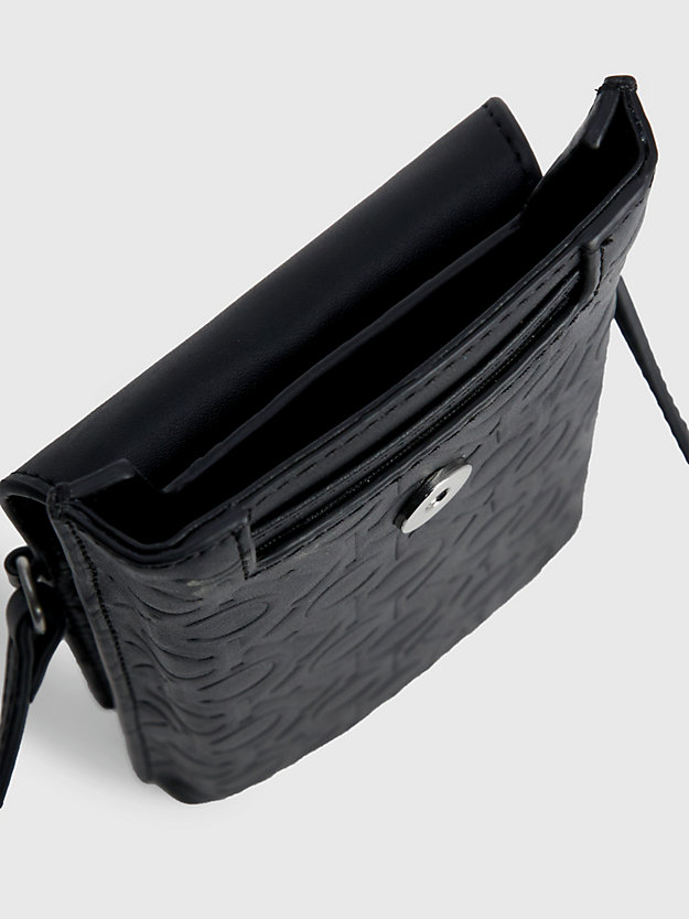 BLACK MONO Crossbody-Handy-Tasche aus recyceltem Material für Damen CALVIN KLEIN