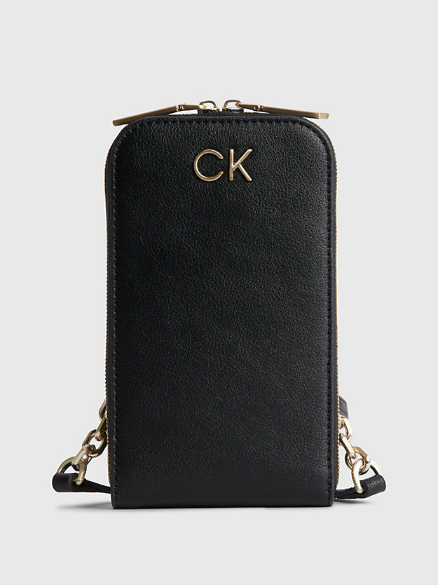 CK BLACK Porte-téléphone en bandoulière en nylon recyclé for femmes CALVIN KLEIN