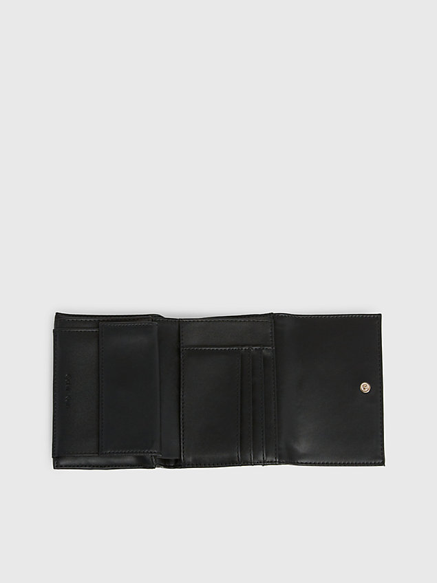 black recycled trifold wallet for women calvin klein