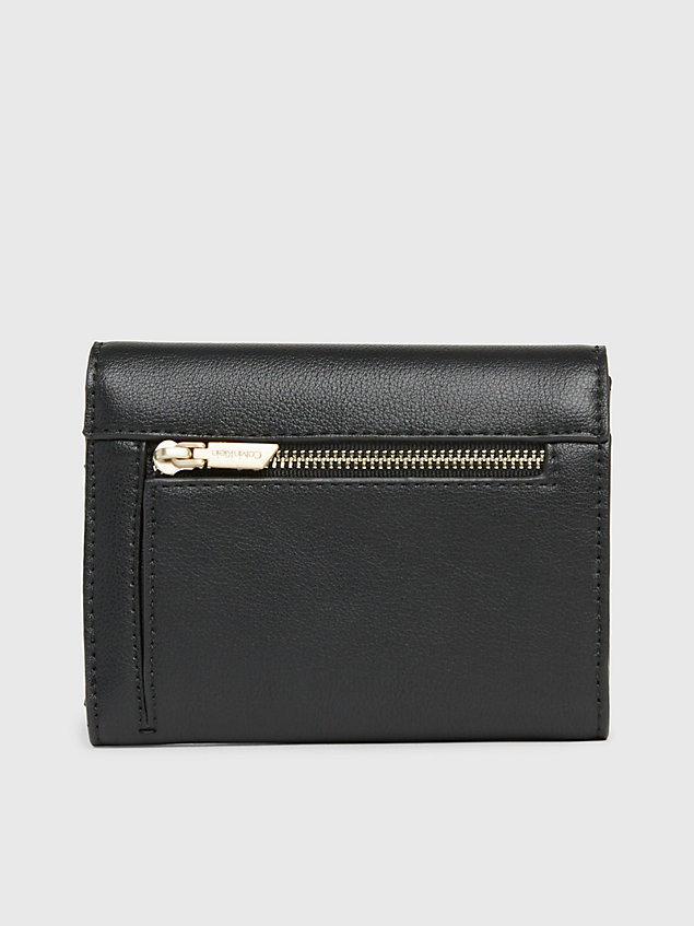 black recycled trifold wallet for women calvin klein