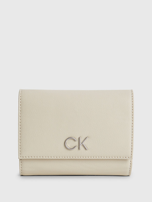 stoney beige recycled trifold wallet for women calvin klein