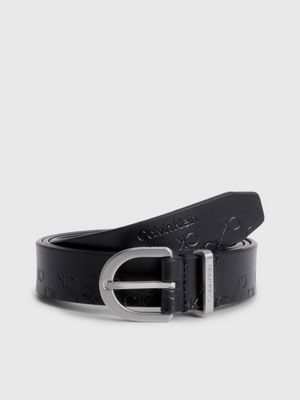 black logo-ledergürtel für damen - calvin klein