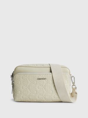 Calvin Klein Monogram Logo Cross Body Bag in White