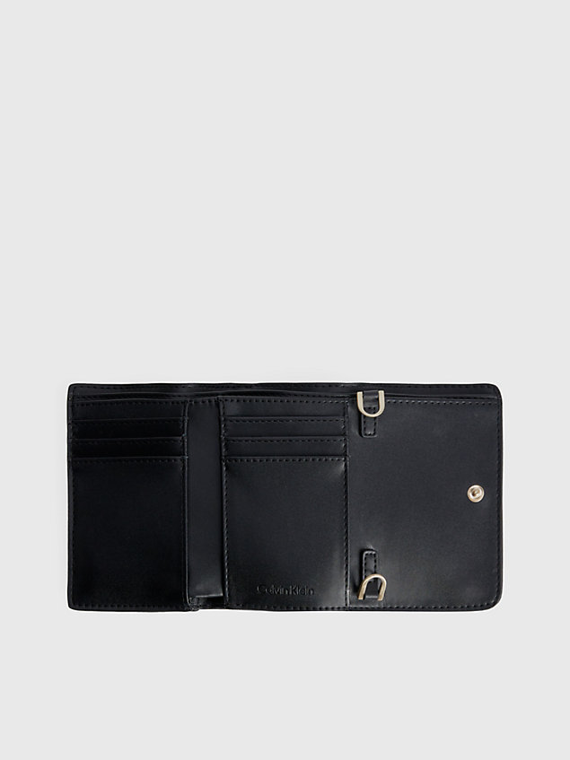 black recycled trifold wallet bag for women calvin klein