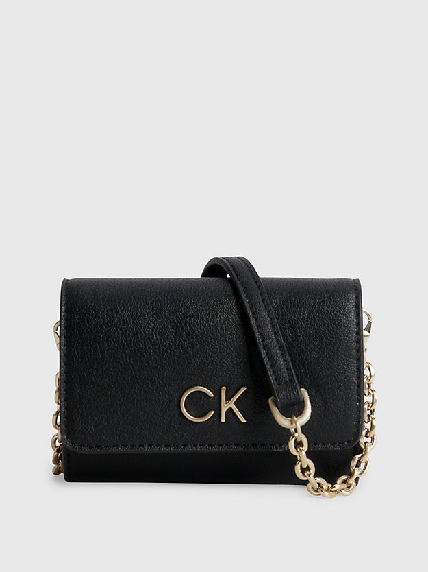 ck black recycled trifold wallet bag for women calvin klein