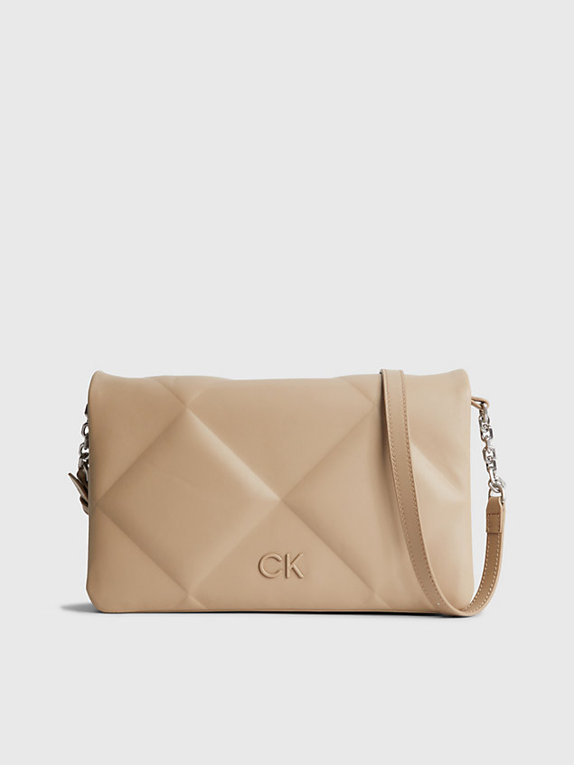 beige quilted convertible shoulder bag for women calvin klein