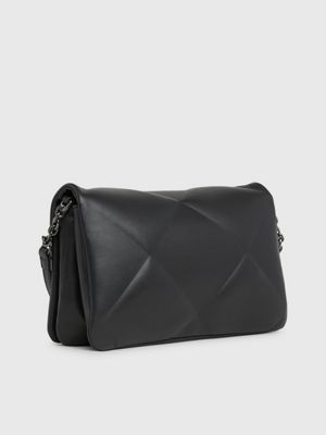ck black gesteppte wandelbare schultertasche für damen - calvin klein