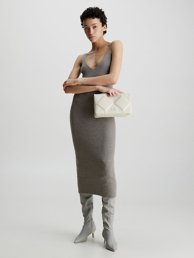 grey quilted convertible shoulder bag for women calvin klein