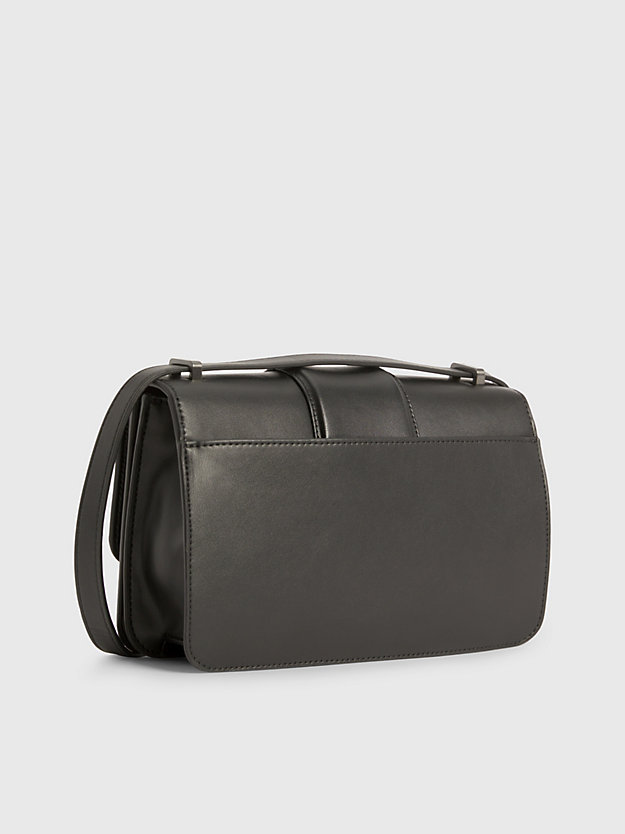 ck black faux leather shoulder bag for women calvin klein