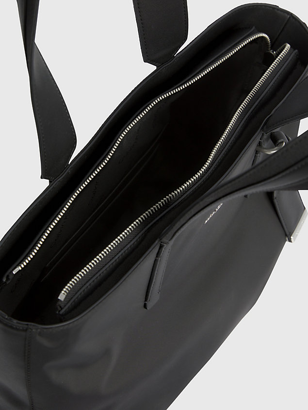 black tote-bag aus material-mix für damen - calvin klein