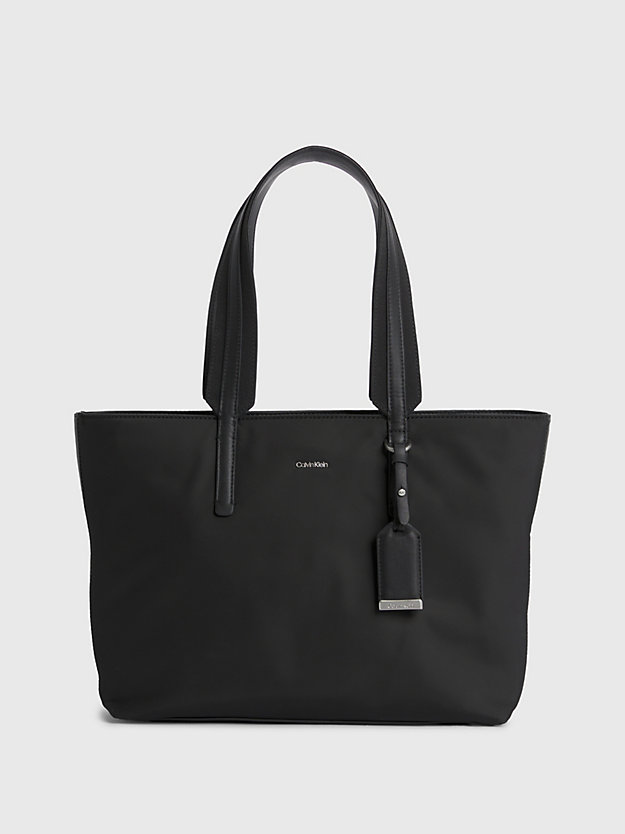 ck black torba tote z różnych materiałów dla kobiety - calvin klein