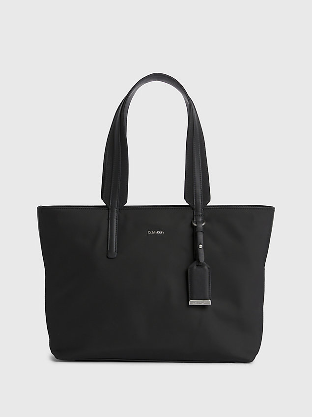 black torba tote z różnych materiałów dla kobiety - calvin klein