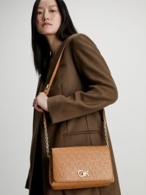 Calvin klein best sale leather shoulder bag