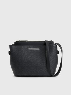 Calvin klein black leather deals crossbody bag