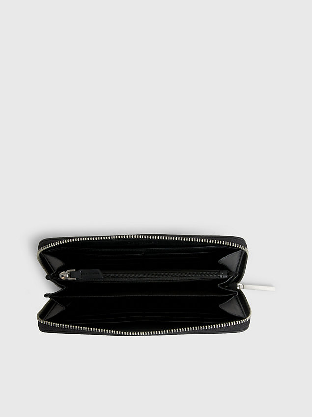 black rfid-portemonnaie mit rundum-reißverschluss für damen - calvin klein
