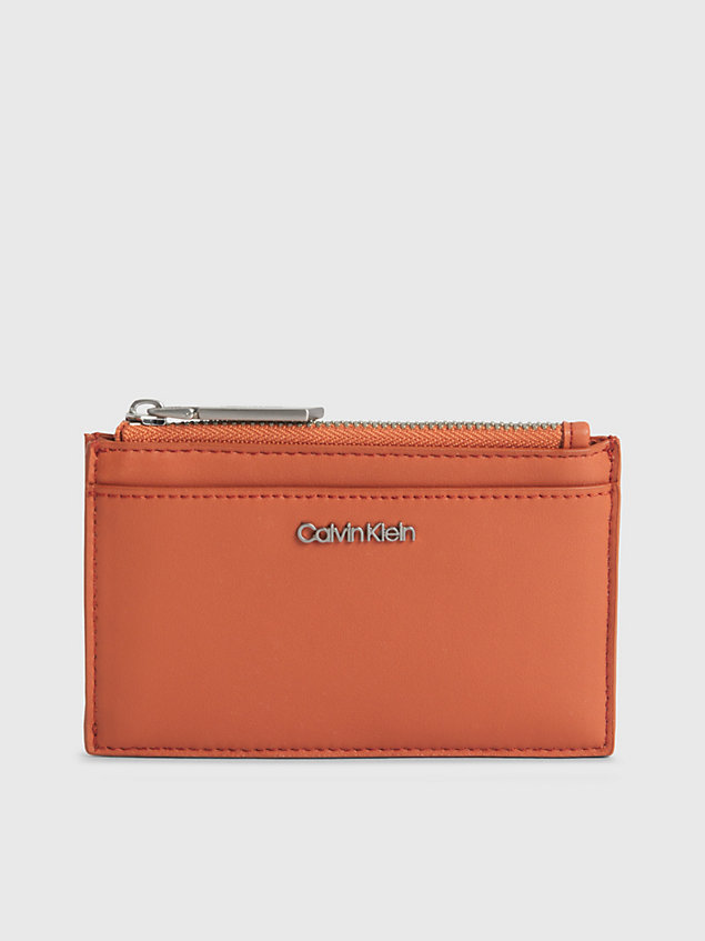 brown faux leather cardholder for women calvin klein