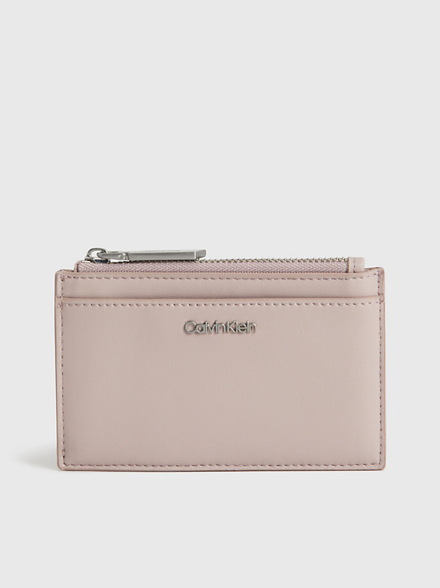 grey faux leather cardholder for women calvin klein