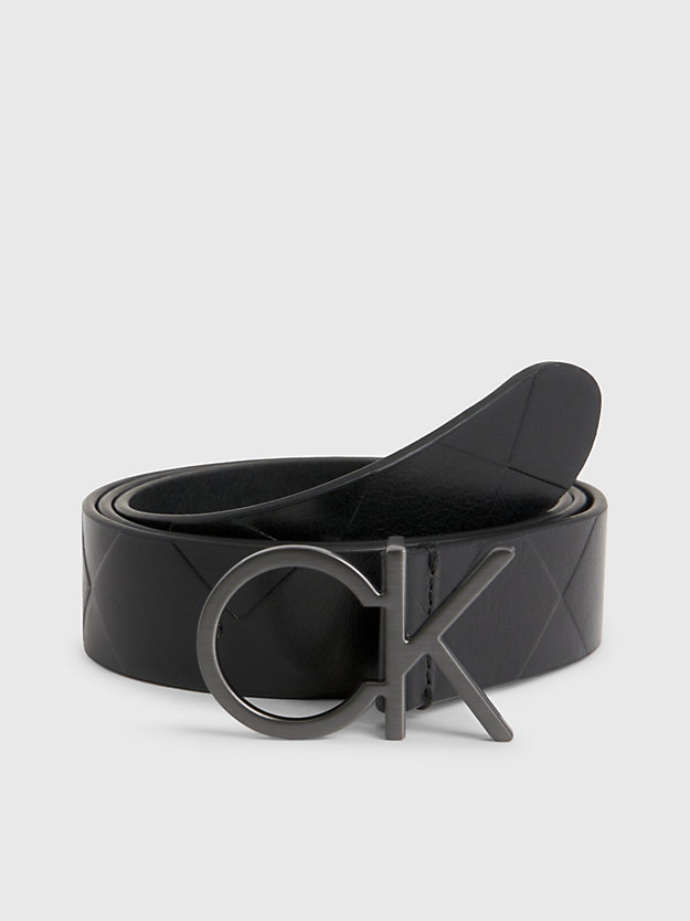 ck black embossed leather belt for women calvin klein