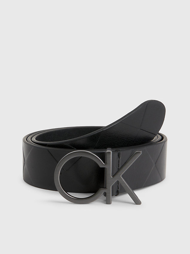 black embossed leather belt for women calvin klein